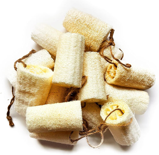 Mr.Cui'shop 12 Pack Bulk 4" 100% Natural Exfoliating Loofah Bath Sponge Scrubber, Great for Skin Care in the Bath, Spa or Shower - Deep Clean & Invigorate Your Skin - Remove Dead Skin Cells